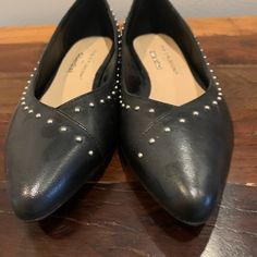 Purchased In Florence Before Covid. Never Worn. Black With Silver Studs. Flats Italian Shoes, Shoes Color, Silver Studs, Flat Shoes Women, Florence, Loafer Flats, Loafers, Women Shoes, Silver