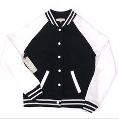 Dear Grace Bomber Jacket White Cotton Varsity Jacket For Fall, White Cotton Varsity Jacket, White Collegiate Cotton Varsity Jacket, Trendy Black Varsity Jacket For Spring, White Cotton Varsity Jacket In College Style, Classic White Varsity Jacket For Winter, White Cotton College Style Varsity Jacket, White Cotton Varsity Jacket For School, White Long Sleeve Varsity Jacket For Fall