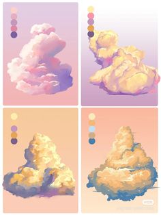 four different images of clouds in various stages of formation, with one cloud above the other