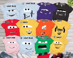 an assortment of t - shirts with different faces on them