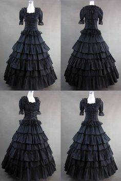 Classic Black Gothic Victorian Dress Ball Gowns Victorian, Victorian Ball Gowns, Gothic Victorian Dresses, Victorian Dresses, Red Gothic, Gothic Victorian, Victorian Clothing, Lace Hem, Historical Dresses