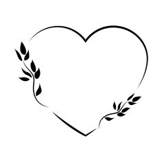 a heart shaped frame with an olive branch and leaves in the shape of a heart