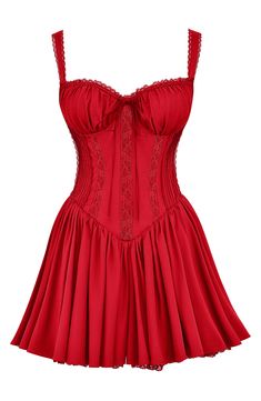 This lacy babydoll dress designed with supportive underwire cups will give you a dreamy vibe at your next warm-weather event. Exclusive retailer Sweetheart neck Sleeveless Lined 65% cotton, 32% nylon, 3% elastane with 100% polyester contrast; 65% polyamide, 32% cotton and 85% polyamide, 15% elastane contrast Dry clean Imported Red Corset, Puff Dress, Corset Mini Dress, House Of Cb, Lace Corset, Farm Girl, Red Mini Dress, Soft Girl, Babydoll Dress