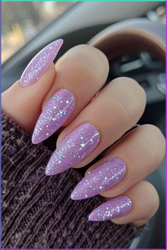 Christmas Themed Nails Design ❤ Charming Christmas Nail Art Ideas You’ll Adore ❤ See more ideas on our blog!! #naildesignsjournal #nails #nailart #naildesigns #nailshapes #christmasnails #christmas #holidaynails #winternails #christmasnailart Purple Sparkle Nail Design, Nails Idea Purple, Light Purple Nail Art, Light Purple Nail Ideas, Lavender Glitter Nails, Cute Purple Nail Ideas, Sns Nail Art, Nail Ideas Ombre, Purple Nails Inspiration