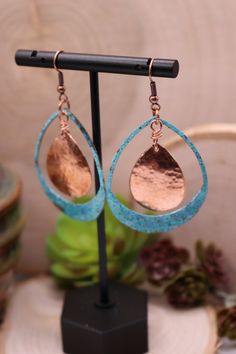 Teardrop Patina Earrings With Copper Accent Copper Earrings | Etsy Black Crystal Earrings, Patina Earrings, Abalone Earrings, Bellingham Wa, Natural Stone Earrings, Copper Accents, Copper Patina, Fan Earrings, Shell Earrings