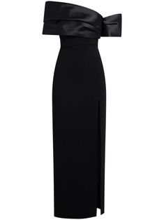 Solace London Alexis off-shoulder Gown - Farfetch Solace London, Off Shoulder Gown, Look Formal, Gown Black, London Outfit, Blouse Outfit, Looks Vintage, Black Satin, Long Length