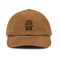 Hey there, sports fans! Check out this Basketball Corduroy Hat, the perfect addition to your game day gear! This Embroidered Sports Dad Cap is a slam dunk gift for him, whether he's a basketball player, coach, or just a die-hard fan. With its unisex design, this hat will fit anyone like a ball in the hoop!  Don't miss out on this hoops-tacular Basketball Corduroy Hat. Order now and get ready to look like a real MVP! This hat features a basket ball that's practically in the hoop, just like your t College Snapback Dad Hat For Baseball Season, Embroidered Logo Snapback Dad Hat For Game Day, Game Day Embroidered Logo Snapback Dad Hat, Game Day Snapback Dad Hat With Embroidered Logo, Casual Team-colored Snapback Baseball Cap, Six-panel Fitted Hat With Embroidered Logo For Sports, Throwback Baseball Cap With Embroidered Logo For Game Day, Brown Casual Snapback Hat For Sports Events, Dad Hat With Embroidered Logo For Fan Gear