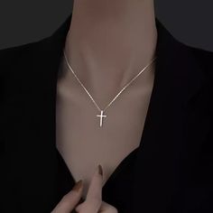 Color: White gold color Fashion Element: Cross Style: Personality Modern Mom, Color Fashion, Niche Design, Earrings Collection, Colorful Fashion, Womens Necklaces, Gold Color, Color White, White Gold