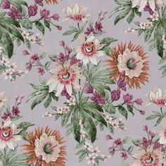 an image of a floral wallpaper with many flowers on the side and one flower in the middle