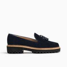 Gogo Lug Shoe Blue Suede Loafers, Ballerina Heels, Blue Loafers, Mesh Shoes, Penny Loafer, Denim Shoes, Suede Loafers, Menswear Inspired, 5 Inch Heels