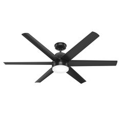 a black ceiling fan with two lights on the top and one light on the bottom