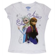 Elsa And Anna, Frozen Elsa And Anna, Anna Frozen, Disney Frozen Elsa, Old Glory, Filigree Design, Disney Frozen, Girls Tshirts, Cap Sleeve