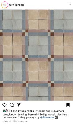 an image of a tile floor with different colors and patterns on it's sides