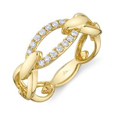 She will love the look of this glistening fashion ring. Crafted in classic 14k yellow gold, this ring feature an oval link pattern that goes all the way around the band. The center oval link is lined with sparkling round diamonds. The diamonds are 1/6ctw, H in color, and SI2 in clarity. This ring measures 0.30 inches in width. Diamond Finger Ring, Trace A, Link Ring, Wedding Day Jewelry, Jared The Galleria Of Jewelry, Linking Rings, Fashion Ring, Yellow Gold Ring, Ring Size Guide