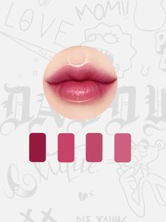 the lip color is pink and has five different shades on it, including one purple