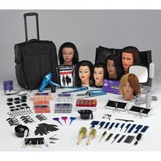 Training Kits - Premium Cosmetology Collection - Right - Advanced Toolkit With Premium Tools For Right-Handed Cosmetology Students Cosmetology Games For Students, Hairstylist Lifestyle, Cosmetology Kit, Pin Curl Clips, Black Latex Gloves, Marcel Curling Iron, Stylist Kit, Salon Aprons, Teasing Brush