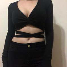 Black Ultra Cropped Long Sleeve Wrap Top From Urban Outfitters, Size S Black Cropped Top For Night Out, Urban Outfitters Long Sleeve Top For Party, Urban Outfitters Long Sleeve Party Tops, Black Cropped Tops By Urban Outfitters, Black Cropped Top From Urban Outfitters, Fitted Black Crop Top By Urban Outfitters, Fitted Black Tops From Urban Outfitters, Fitted Black Tops By Urban Outfitters, Urban Outfitters Stretch Crop Top For Night Out