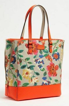 kate spade new york grove court thea in orange/multi carried a short season, light overall wear and corner wear tons of life left smoke free/pet free home M2 Jessica Alba carried this style for a while pebbled leather kate spade new york tote transcends time, adding poise and polish to every look. Matte pebbled leather with light golden hardware. canvas floral with pebbled leather Flat shoulder straps with square rings and 9" drop. Open top with expandable zip-gusset sides. kate spade new york l Katespade Purses, Bag Obsession, Kate Spade Purse, Orange Bag, Purses Designer, Kate Spade Handbags, New Classic, Print Tote, Fun Bags