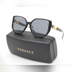 Model: Versace Ve4449d Gb1/87 Condition: New Frame Color: Black Lens Color: Gray Frame Material: Acetate Size: 58-16-140 Made In Italy Item Included: Authentic Eyewear, Certificate Of Authentic, Original Case, Cloth, Box Next Business Day Shipping Brand New With Full Package Authentic Eyewear With Certificate Luxury Black Polarized Sunglasses, Luxury Black Tinted Sunglasses, Designer Black Sunglasses With Uva Protection, Designer Black Square Frame Sunglasses, Versace Shades, Versace Eyewear, Versace Glasses, Silver Sunglasses, White Sunglasses