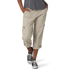 Women's Lee® Flex-To-Go Cargo Capri Pants Cheap Solid Color Sports Capris, Cheap Stretch High Rise Capris, Cheap Stretch Solid Capris, Cheap Cotton Pull-on Style Capris, Cheap High Rise Stretch Capris, Cheap Fitted Sports Capris, Cheap Medium Wash Straight Leg Capris, Cheap Solid Capris For Work, Cheap Capris With Pockets