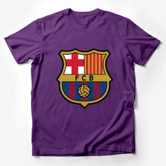 FC Barcelona Crest Shield Graphic T-Shirt, Colorful Fan Apparel, Casual Sports Clothing, Unisex Soccer Tee Male T-Shirt Custom graphic T-Shirt.Customize your color