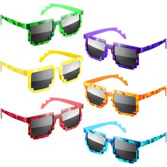 PRICES MAY VARY. You Will Get: the pacakge comes with 12 pairs of pixelated sunglasses in 6 colors, which are suitable for both kids and adults, sufficient quantities and diverse colors can satisfy your wearing and replacement needs Rich Colors: the pixel retro sunglasses have 6 colors, namely blue, green, purple, yellow, red, and orange, ample colors for you to choose according to your preference, nicely match your different clothing, making you stand out from the crowd Reliable Quality: the pi Pixelated Game, Pixel Fashion, Pixel Glasses, Pixel Sunglasses, Sunglasses Party Favor, Birthday Photo Booths, Party Favors For Adults, Video Game Party, Christmas Birthday Party