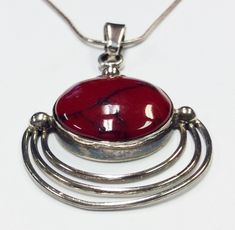 "Up for your consideration is a beautiful Sterling silver Made in Mexico 18\" Necklace and pendant with stunning 1.0\" inch round Coral stone. Approx Pendant length 2.75\" inches. Approx total weight 23.86 grams." Red Polished Round Pendant Necklace, Red Oval Pendant Necklace With Polished Finish, Red Polished Round Necklaces, Red Cabochon Round Pendant Necklace, Red Necklace With Large Round Pendant, Book Pendant, Coral Stone, Heart Shaped Diamond, Heart Shape Pendant