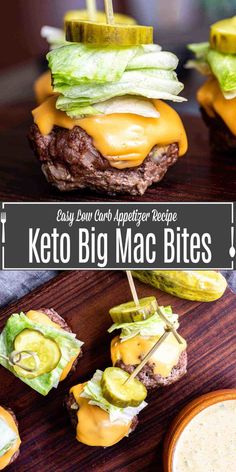 the keto big mac bites are ready to be eaten and served with ranch dressing