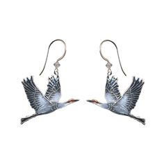 Sandhill Crane Earrings | Available at Bamboo Jewelry Online for $36! Silver Crystal Earrings With French Hook For Gifts, Adjustable Pierced Silver Plated Wire Jewelry, Adjustable Jewelry With French Hook As A Gift, Silver Earrings With French Hook For Gift, Adjustable Pierced Silver-plated Jewelry, Silver Jewelry With Lever Back Ear Wires For Gift, Silver French Hook Earrings As Gift, Silver Drop Earrings With French Hook, Sterling Silver Jewelry With French Hook