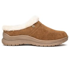 Emerson is part of our Home & Away collection, our innovative line that brings slipper comfort to the outdoors. On the outside, the shoes are constructed with supple suede treated with MinnShield providing water and stain resistance. On the inside, the fluffy lining provides a layer of warmth and support. Lastly, the thick sole is designed for comfort and is heavily-treaded for outdoor wear. Reliable and lined to perfection, Emerson is a must-have. Dusty Brown, Cozy Shoes, Moccasins Shoes, Moccasins Slippers, Round Toe Heels, House Shoes, Slipper Shoes, Clogs Shoes, Outdoor Wear