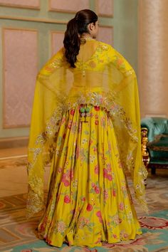 Lime yellow lehenga with floral print and sequin, zari thread embroidery. Paired with printed and embroidered padded blouse and cutwork bordered dupatta. - Aza Fashions Yellow Semi-stitched Sets For Navratri, Fitted Yellow Art Silk Embroidered Fabric, Fitted Yellow Embroidered Art Silk Fabric, Yellow Semi-stitched Salwar Kameez With Intricate Embroidery, Unstitched Yellow Salwar Kameez With Intricate Embroidery, Semi-stitched Yellow Salwar Kameez With Intricate Embroidery, Floor-length Yellow Salwar Kameez With Intricate Embroidery, Yellow Floor-length Salwar Kameez With Intricate Embroidery, Yellow Floor-length Sharara With Sheer Dupatta