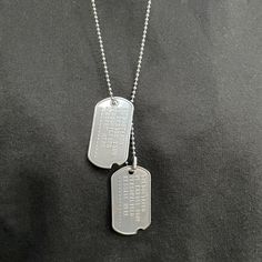 "Set of Original U.S. SPEC WW2 PRE-1965 ARMY Dog Tags By THEDOGTAGCO Outstanding quality and 100% authentic . Stainless steel grade 304 notched dog tags. Personalised with your message. Authentic stainless steel notched WWII style personalised dog tags. The set comes with two military standard dog tags, one 30\" stainless steel chain, and one 4\" stainless steel chain. Many myths lay surrounding the notch, with some commenting that it was used for the purpose of placing through soldiers front te Dogtags Army, Army Tags, Army Dog Tags, Army Dogs, Army Dog Tag, Silver Nickel-free Dog Tag Necklace, Vintage Silver Dog Tag Necklace, Dog Tags Military, Military Dog