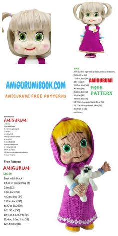 the instructions for crocheted dolls are in english and spanish, with pictures of them