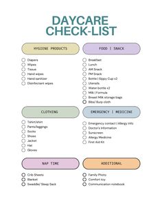 the day care check - list is shown in this printable version, with instructions to help