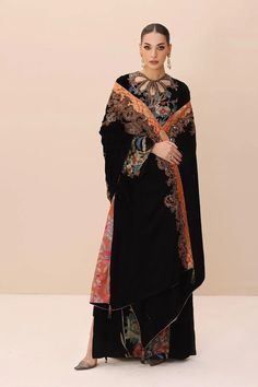 Elegant Black Embroidered Pakistani Salwar Kameez with Heavy Shawl Formal Semi-stitched Jamawar Dupatta, Elegant Jamawar Sharara With Traditional Drape, Traditional Floor-length Kurta With Naqshi, Traditional Floor-length Naqshi Kurta, Black Unstitched Suit With Intricate Embroidery For Wedding, Black Unstitched Wedding Suit With Intricate Embroidery, Wedding Black Unstitched Suit With Intricate Embroidery, Formal Naqshi Semi-stitched Lehenga, Formal Semi-stitched Naqshi Lehenga