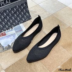 Olivia Mark - Stylish Woven Mesh Flat-Tip Breathable Fashion Single Shoes with Soft Sole and Light-Weight Design Heels Patterns, Mesh Flats, Dressing Style, Rubber Heels, Toe Designs, Flat Shoes, Low Heels, Slip On Shoes, Ballet Flats