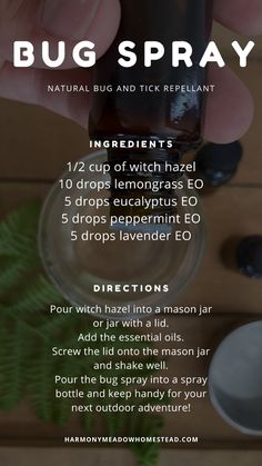 This homemade natural bug and tick spray is super fast and easy to whip up before heading out camping, hiking or fishing. Bed Bug Repellent Essential Oils, Homemade Bug Spray Essential Oils, Young Living Bug Spray Recipe, Doterra Bug Spray Recipe, All Natural Bug Repellent, Natural Mosquito Repellent For Skin, Natural Bug Repellent For Skin, Home Made Bug Spray, Bug Spray Essential Oils