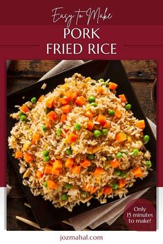 fried rice with carrots and peas on a plate