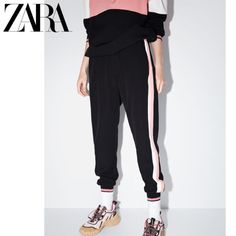 Zara Black Pink White Side Striped Jogger!! Comfy Yet Dressy. Stretch Waistband High Rise Blogger Favorites! Size: Small Color: Black/Pink/White Condition: New Without Tags Material: 87% Polyester 13% Elastin Inseam: 25 Inches Rise: 12 Inches Waist: 26 Inches Trendy Pink Joggers With Elastic Waistband, Trendy Stretch Pink Joggers, Trendy Pink Stretch Joggers, Pink Stretch Trendy Joggers, Pink Stretch Joggers With Elastic Waistband, Trendy Black Stretch Sweatpants, Black Athleisure Sweatpants For Spring, Casual Pink Joggers For Summer, Pink Casual Joggers For Summer