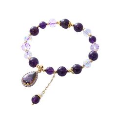 Material: Crystal Color: Light Purple, Dark Purple Fashion Element: null Style: Elegant Purple Crystal Bracelets, Purple Crystal Bracelet As A Gift, Purple Crystal Bracelets As Gift, Purple Crystal Bracelets For Gift, Purple Crystal Beaded Bracelets As Gift, Elegant Amethyst Crystal Bracelet For Jewelry Making, Crystal Fashion, Purple Dark, Lock Style