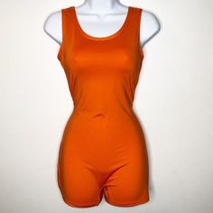 Orange One Piece Short Catsuit/ Tank Top Short Romper * No Brand Tag But I’m Pretty Sure It’s An Amilia. Sister Bought On And Donated To Me. See Last Picture Size: Medium Condition: Like New Never Used Ships Next Day Offers Accepted Smoke Free Home Bundle & Save Fitted One-piece Summer Unitard, Summer Stretch Unitard In Solid Color, Summer Stretch Solid Color Unitard, Summer Stretch Solid Unitard, Fitted Unitard For Summer, Fitted Sleeveless Unitard For Summer, Fitted Sleeveless Summer Unitard, Fitted Solid Color Unitard For Summer, Sleeveless Unitard For Summer