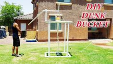 the diy dunk bucket is an easy way to build a backyard basketball hoop