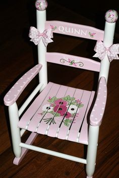 Handpainted Rocking ChairKids Rocking ChairsChilds Rocking | Etsy Baby Chairs Diy, Childs Rocking Chair, Painted Kids Chairs, Chair Painting, Rocking Chair Makeover, Painted Rocking Chairs, Chair Nursery, Kids Desks, Kids Rocking Chair