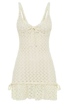 Lace in love.Embrace elegance with the MARIETTA Cupped Lace Mini Dress, designed with flattering bust cups and adjustable straps for a customised fit. Featuring an A-line skirt, this dress exudes feminine charm and grace. Unlined and knitted, it offers comfort and style, perfect for any occasion. Complete with frill and bow detailing, the Marietta dress adds a playful touch to your ensemble. This dress is considered a Micro Mini Dress and measures shorter than 82cm from shoulder point. Capsule Wardrobe Accessories, Micro Mini Dresses, Maxi Dress Sale, Beige Dresses, Micro Mini, Crepe Dress, Lace Mini Dress, Spring Dresses, Jersey Dress