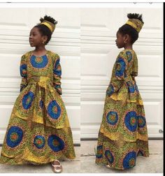 African children clothing Ankara Danshiki long dress  Long sleeve Danshiki long dress  Model is wearing size 8 Long Sleeve Long Dress, African Tops For Women, Native Wears, Sleeve Long Dress, African Tops, African Children, African Ankara, Handmade African, Children Clothing