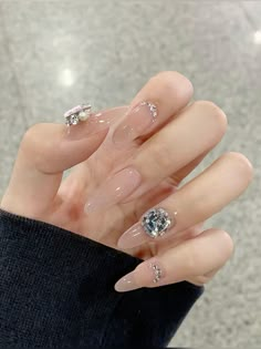 Nails Inspo Cute, Cute Ideas, Bling Acrylic Nails, Rhinestone Nails, Stylish Nails, Hair Tutorial