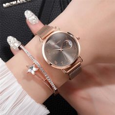 Gorgeous Women's Watches Watch movement: Quartz watches Watch style: simple, casual and fashionable Case diameter: 33mm Dial thickness: 9mm Strap width: 12mm Strap length: 270 (including case) Product: 1 watch (no accessories ) Watches Women Black, Gray Bracelet, Yellow Bracelet, Gold Watches Women, Bracelet Watches Women, Brown Bracelet, Moon Pattern, Purple Bracelet, White Watch