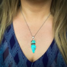 Double Turquoise Pendant Sterling Silver - Manari.eu