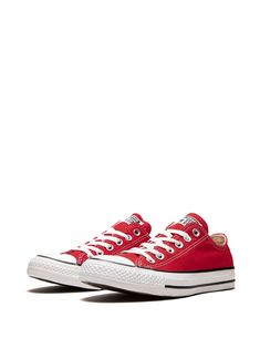 Red Textile Lace-up Sneakers, Converse Low-top Textile Sneakers, Low-top Canvas Converse Shoes, Red Textile Sneakers With Round Toe, Classic Low-top Sneakers With Red Sole, Low-top Sneakers With Red Sole, Red Textile Canvas Shoes With Round Toe, Red Textile Round Toe Canvas Shoes, Low-top Cotton Sports Sneakers