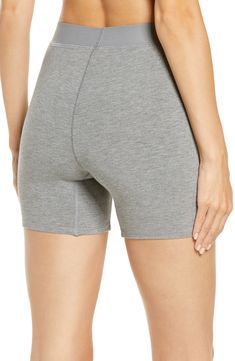 Enjoy the look of your boyfriend's boxers with this ribbed option from Kim   Kardashian's SKIMS. 6" inseam; 15" leg opening; 10 1/4" front rise; 13 1/2" back rise (size Medium) Elastic waist No-cut design with fly stitching 91% modal, 9% spandex Hand wash, dry flat Imported Women's Clothing On Repeat, Cut Design, Kim Kardashian, Heather Grey, Elastic Waist, Lounge, Sleep, Nordstrom, Size Medium